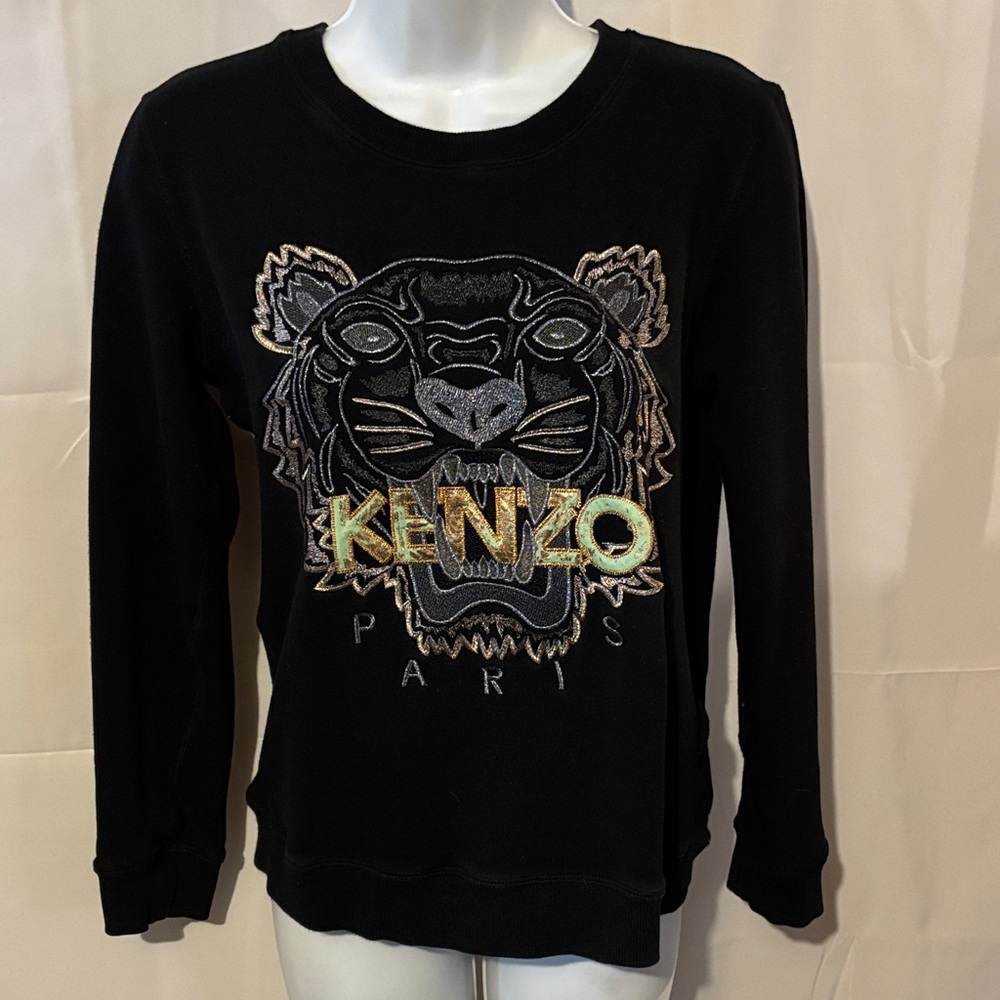 Kenzo Black Sweatshirt with Tiger Embroidery